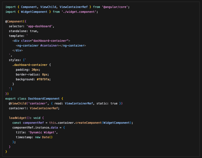 Dashboard Component Implementation