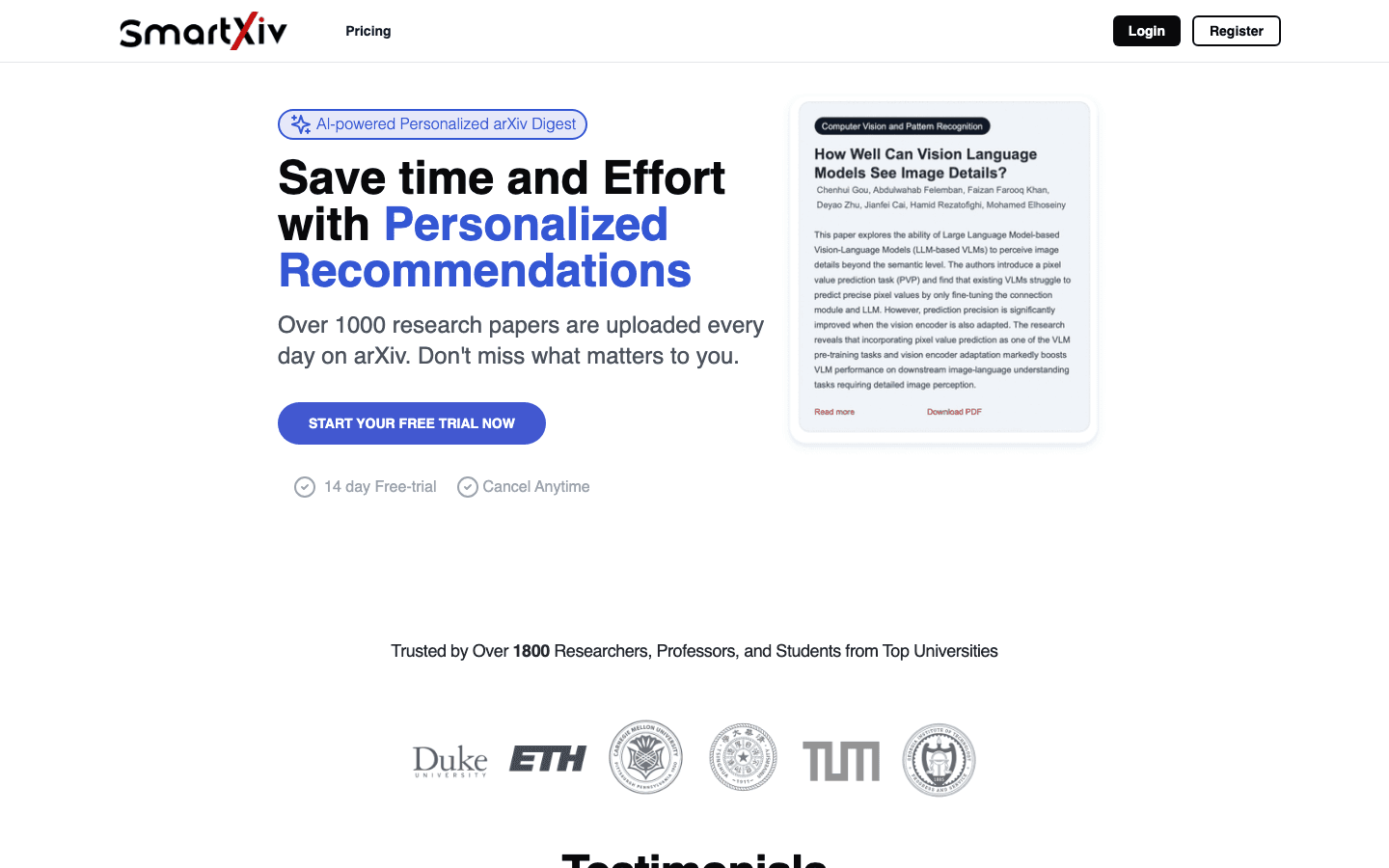 Screenshot of smartxiv.com